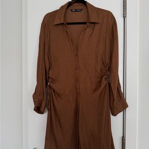 Zara Brown Button-Up Dress